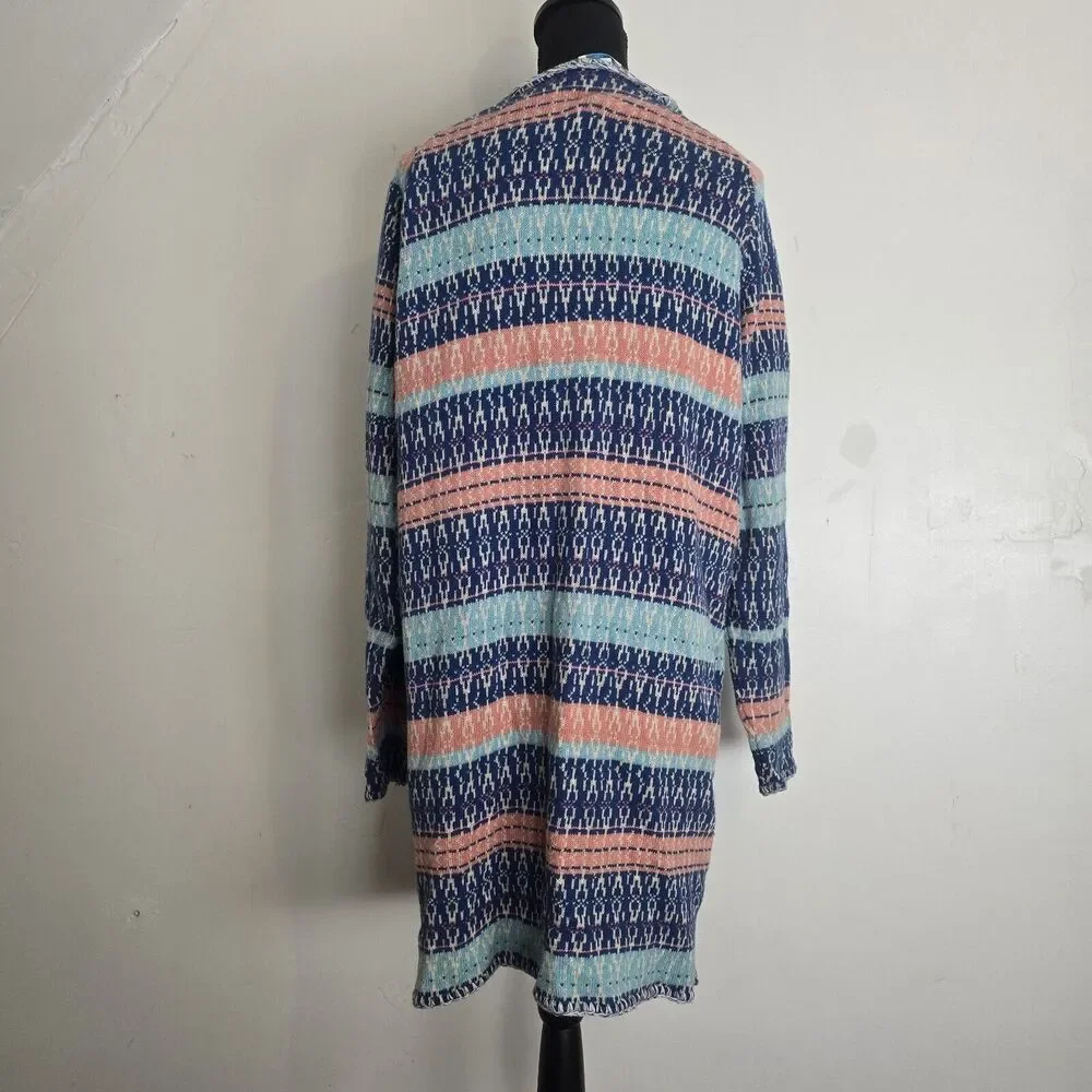 Sundance Cardigan Large Shoreline Long Wooden Button Up Boho Coastal Sweater - Picture 6 of 10